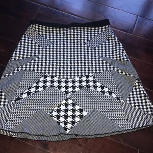 Black and white flared winter skirt